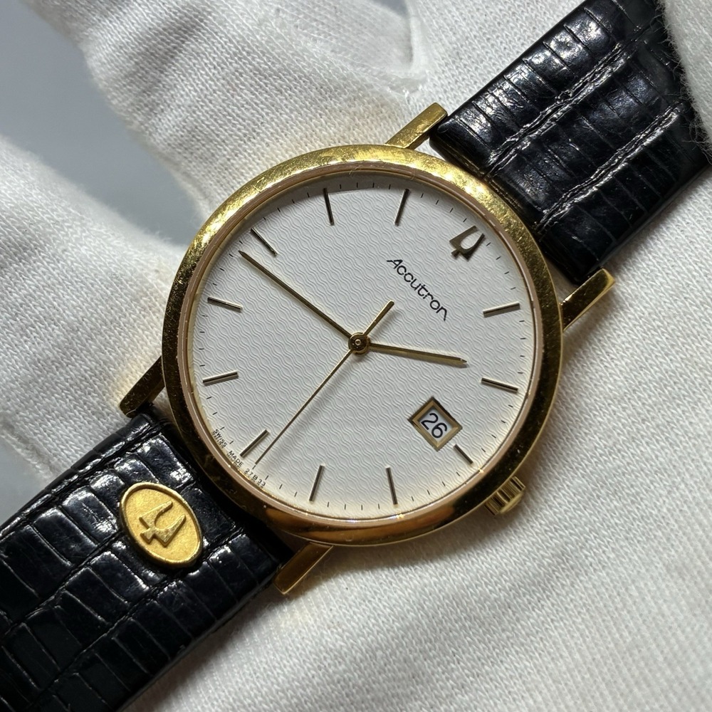 ACCUTRON Palermo Quartz Men's Watch 27B33 Original Strap Sapphire Crys. Working!